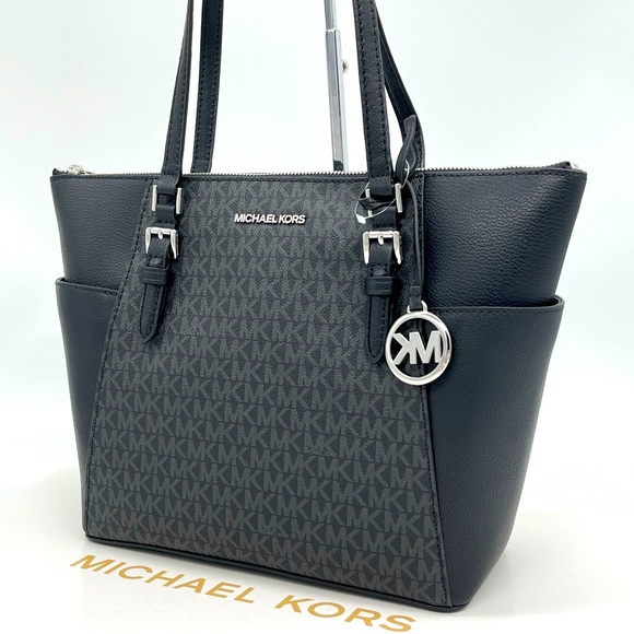 Michael Kors Large Top Zip Charlotte Tote Black - Picture 3 of 11